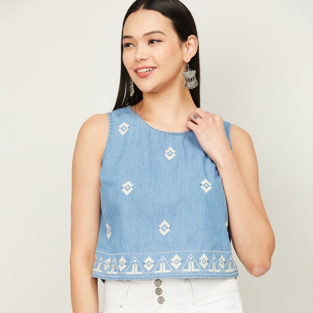 Melange Embroidered Tops. - Picture 1 of 5
